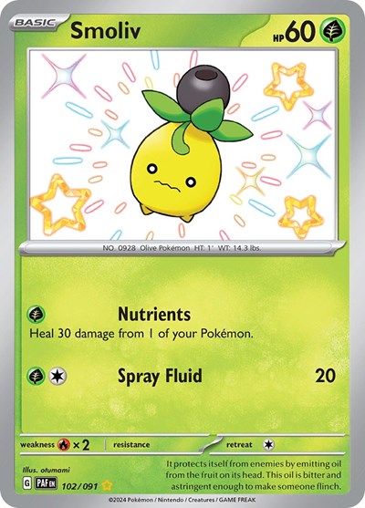 Smoliv - (102/091) - SV: Paldean Fates - (Shiny Rare)