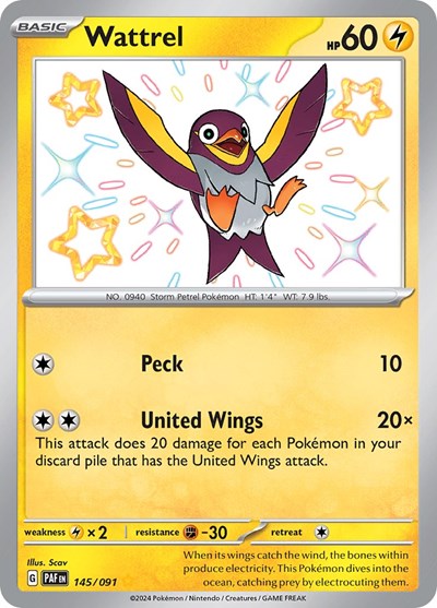 Wattrel - (145/091) - SV: Paldean Fates - (Shiny Rare)