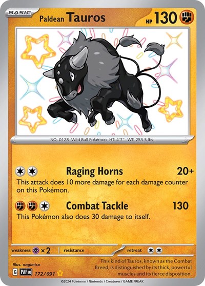 Paldean Tauros - (172/091) - SV: Paldean Fates - (Shiny Rare)