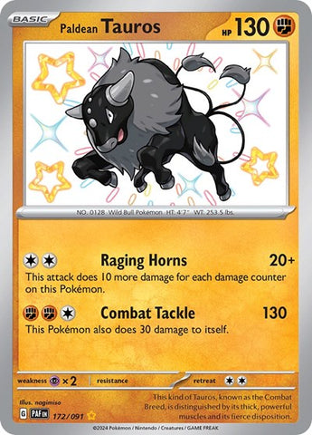 Paldean Tauros - (172/091) - SV: Paldean Fates - (Shiny Rare)