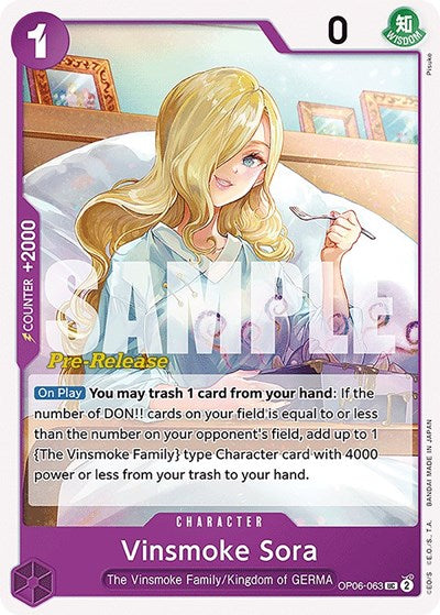 Vinsmoke Sora - (OP06-063) - Wings of the Captain Pre-Release Cards - (Uncommon)