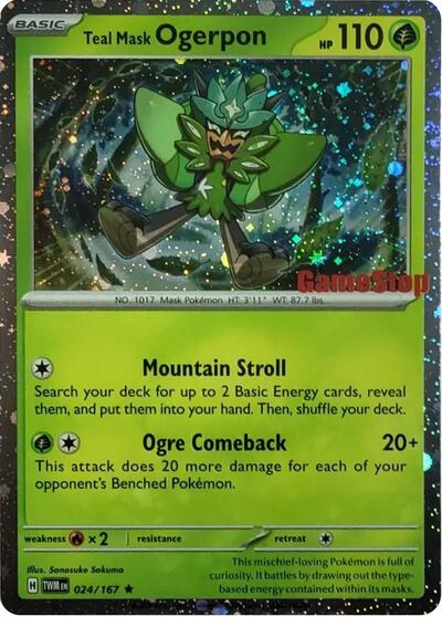 Teal Mask Ogerpon (Cosmos Holo) (Gamestop Exclusive) - (024/167) - Miscellaneous Cards & Products - (Rare)