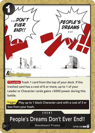 People's Dreams Don't Ever End!! - (OP08-096) - Two Legends Pre-Release Cards - (Common)