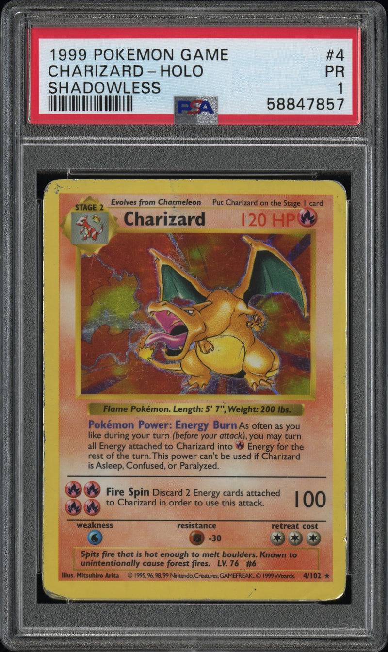 PSA 1 - Pokemon Base Set - Charizard - Holo (Shadowless)