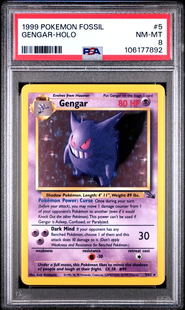 PSA 8 - 1999 Fossil Unlimited - Gengar Holo