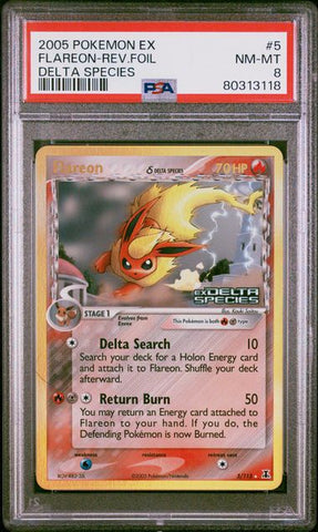 PSA 8 - EX Delta Species - Flareon Reverse Holo #5