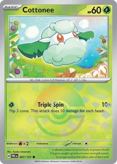Cottonee (Poke Ball Pattern) - (007/131) - SV: Prismatic Evolutions - (Common)