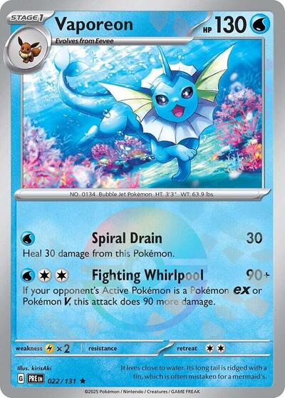 Vaporeon (Poke Ball Pattern) - (022/131) - SV: Prismatic Evolutions - (Rare)