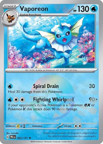 Vaporeon (Poke Ball Pattern) - (022/131) - SV: Prismatic Evolutions - (Rare)