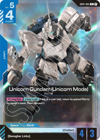 Image for Unicorn Gundam (Unicorn Mode) (GD01-005) - Gundam Card Game