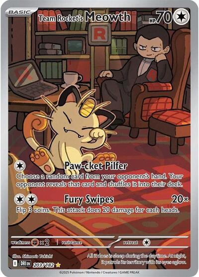 Team Rocket's Meowth - (203/182) - SV10: Destined Rivals - (Illustration Rare)