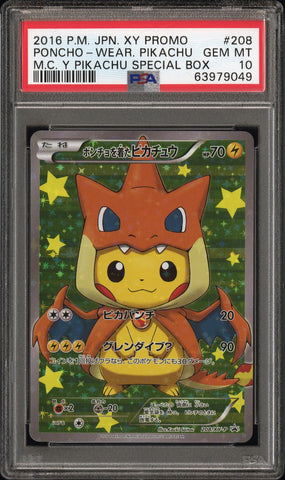 PSA 10 - Japanese XY Promo - Poncho Pikachu - Charizard Y #208