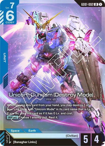 Image for Unicorn Gundam (Destroy Mode) (GD01-002) (GD01) - Gundam Card Game