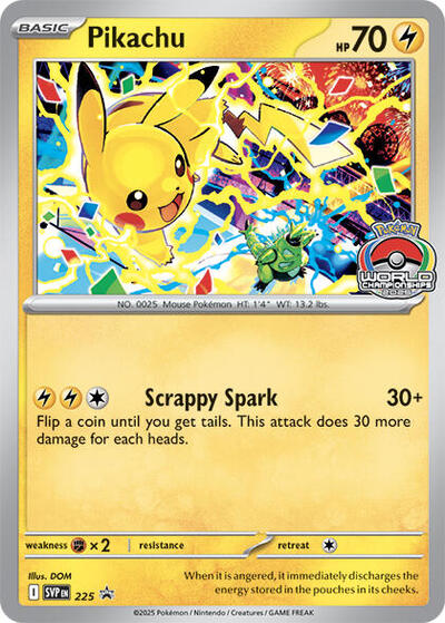 Pikachu (World Championship 2025) - (225) - SV: Scarlet & Violet Promo Cards - (Promo)