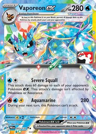 Vaporeon ex (023/131) [Prize Pack Series Seven]