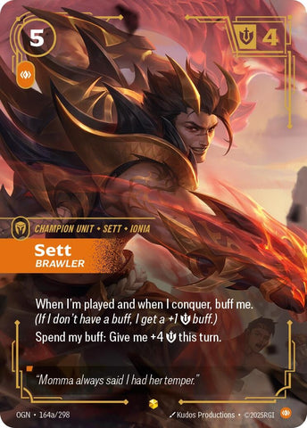 Image for Sett - Brawler (Alternate Art) (164a/298) (OGN) - Riftbound: League of Legends Trading Card Game