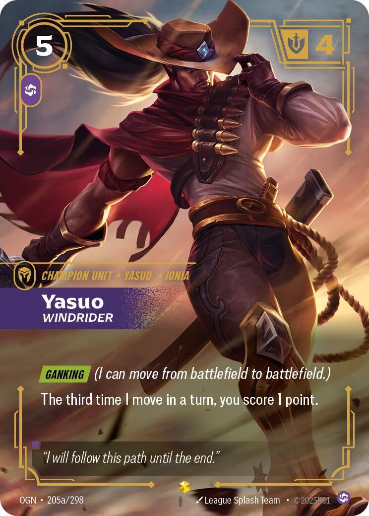 Image for Yasuo - Windrider (Alternate Art) (205a/298) (OGN) - Riftbound: League of Legends Trading Card Game