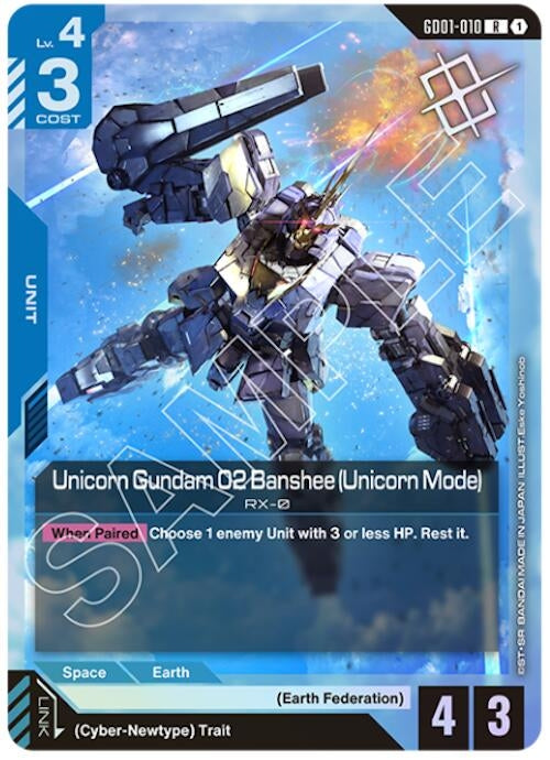 Image for Unicorn Gundam 02 Banshee (Unicorn Mode) (Judge Pack 01) (GD01-010) - Gundam Card Game