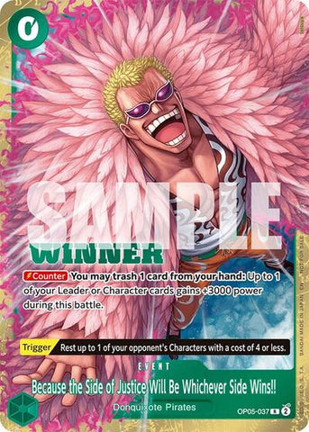 Because the Side of Justice Will Be Whichever Side Wins!! (Pack 2025 Vol. 4) - (OP05-037) - One Piece Promotion Cards - (Rare)