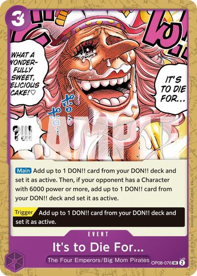 It's to Die For (Reprint) - (OP08-076) - Premium Booster -The Best- Vol. 2 - (Uncommon)