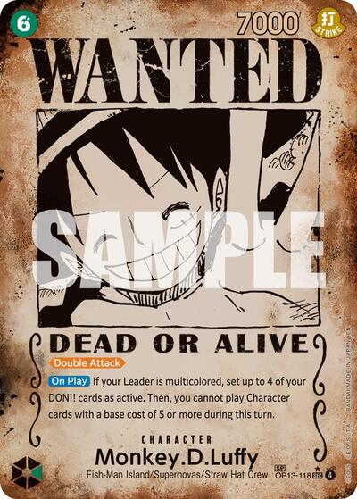 Monkey.D.Luffy (Poster) - (OP13-118) - Carrying On His Will - (Secret Rare)