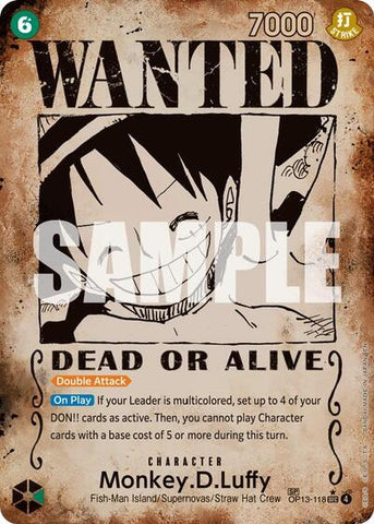 Monkey.D.Luffy (Poster) - (OP13-118) - Carrying On His Will - (Secret Rare)