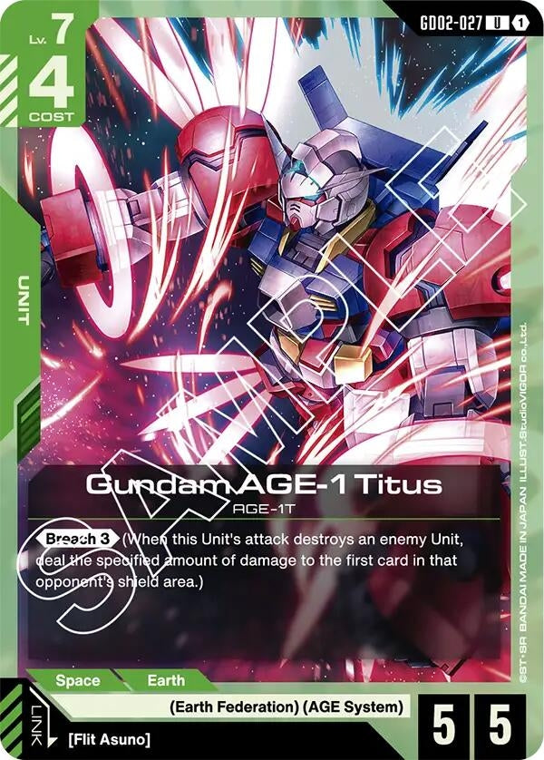 Image for Gundam AGE-1 Titus (GD02-027) (GD02-027) (Dual Impact) - Gundam Card Game
