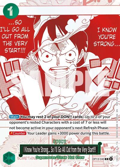 I Know You're Strong... So I'll Go All Out from the Very Start!!! (3rd Anniversary Treasure Campaign Pack) - (OP13-040) - One Piece Promotion Cards - (Rare)