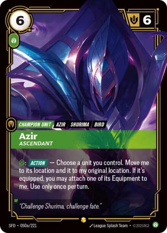 Image for Azir - Ascendant (Alternate Art) (050a/221) (Spiritforged) - Riftbound: League of Legends Trading Card Game