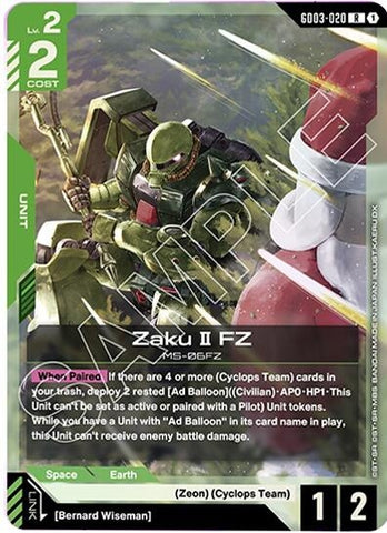 Image for Zaku II FZ (GD03-020) - Gundam Card Game