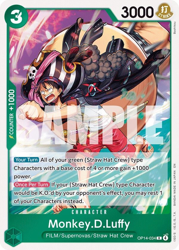 Image for Monkey.D.Luffy - OP14-34 (OP14-034) (The Azure Sea's Seven) - One Piece Card Game