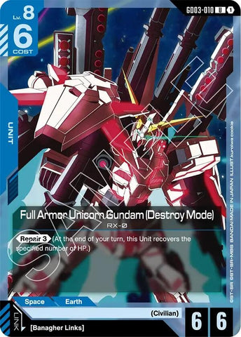 Image for Full Armor Unicorn Gundam (Destroy Mode) (GD03-010) - Gundam Card Game