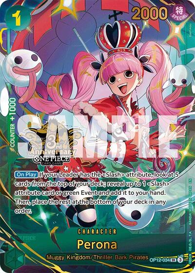 Perona (Japanese Version 3rd Anniversary Set) - (OP12-034) - One Piece Promotion Cards - (Super Rare)