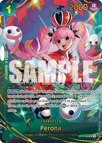 Perona (Japanese Version 3rd Anniversary Set) - (OP12-034) - One Piece Promotion Cards - (Super Rare)