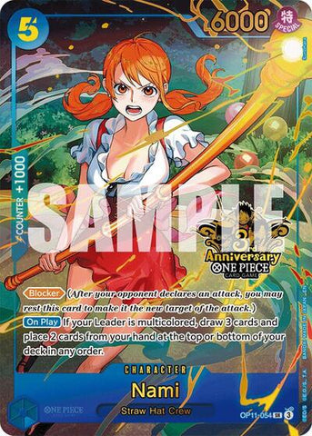 Nami (Japanese Version 3rd Anniversary Set) - (OP11-054) - One Piece Promotion Cards - (Super Rare)