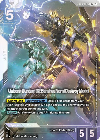 Image for Unicorn Gundam 02 Banshee Norn (Destroy Mode) (LR+) (GD04-065) (Phantom Aria) - Gundam Card Game