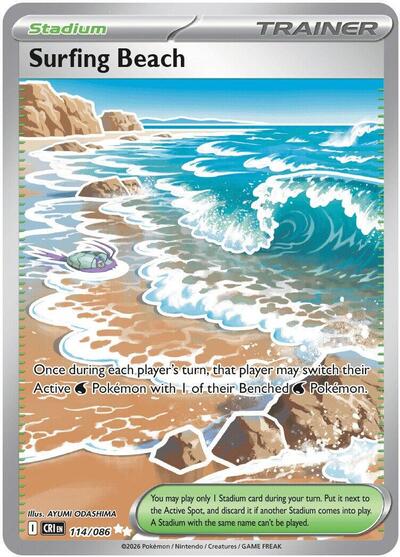Surfing Beach - (114/086) - ME04: Chaos Rising - (Ultra Rare)