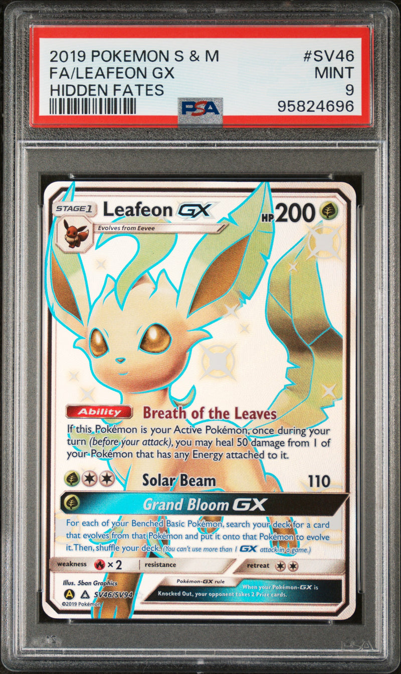 PSA 9 - Hidden Fates - Leafeon GX
