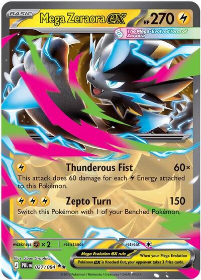 Mega Zeraora ex - (027/084) - ME05: Pitch Black - (Double Rare)