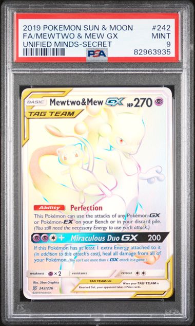 PSA 9 - Unified Minds - Mewtwo & Mew GX Secret