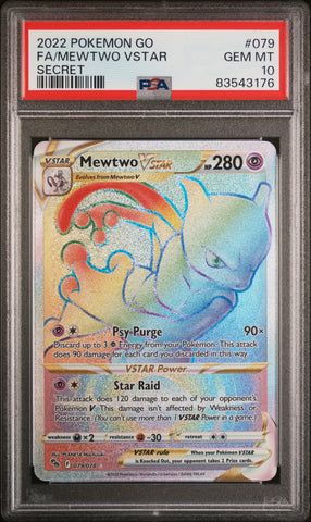 PSA 10 - Pokemon Go - Mewtwo Vstar #079