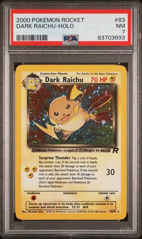 PSA 7 - Rocket - Dark Raichu Holo #83