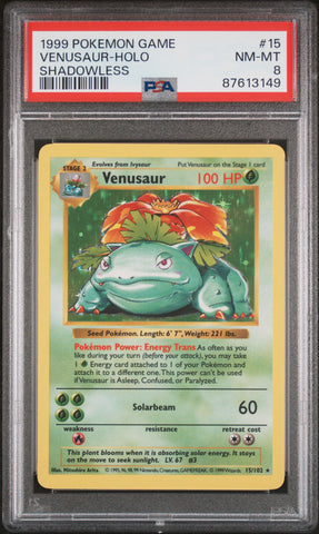 PSA 8 - Pokemon Base Set - Venusaur Shadowless #15
