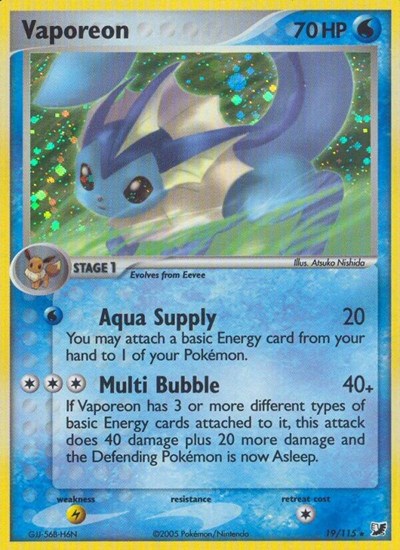 Vaporeon - (19/115) - EX Unseen Forces - (Holo Rare)