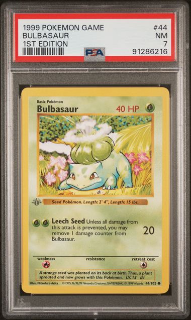 PSA 7 - Base Set - Bulbasaur 1st Edition (Grey Stamp)