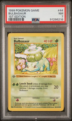 PSA 7 - Base Set - Bulbasaur 1st Edition (Grey Stamp) #44