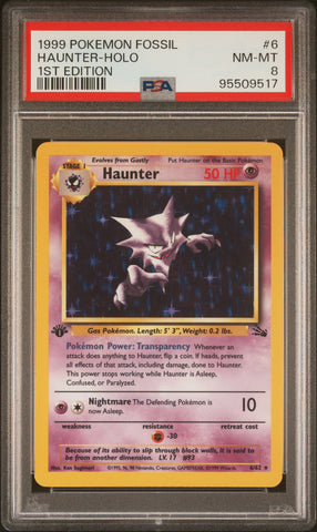 PSA 8 - Fossil 1st Edition - Haunter Holo #6