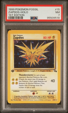 PSA 7 - Fossil 1st Edition - Zapdos Holo #15