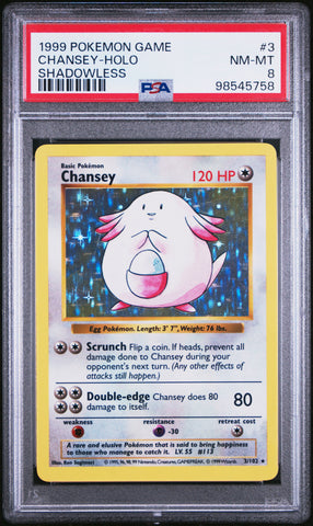 PSA 8 - Pokemon Base Set - Chancey Holo (Shadowless) #3