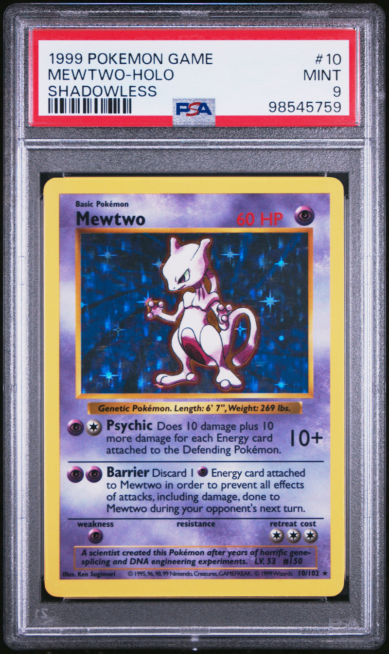 PSA 9 - Pokemon Base Set - Mewtwo Holo (Shadowless)